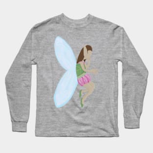 Fairy plant elf pixie girl hand drawn Long Sleeve T-Shirt